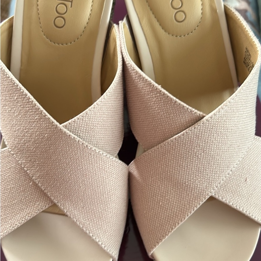 Me Too Pink Slide Sandals with Criss-Cross Straps
